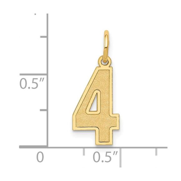 14k Yellow Gold, Jersey Collection, Medium Number 4 Pendant - Picture 4 of 5